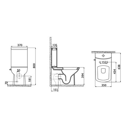 Creavit Lara staand toilet / vloertoilet met sproeier (bidet) – koudwaterkraan – wit