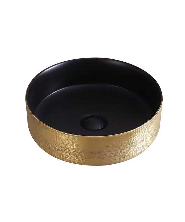 ALONI Turo Waskom met Reliëf – 36x12 cm – Goud/Mat Zwart