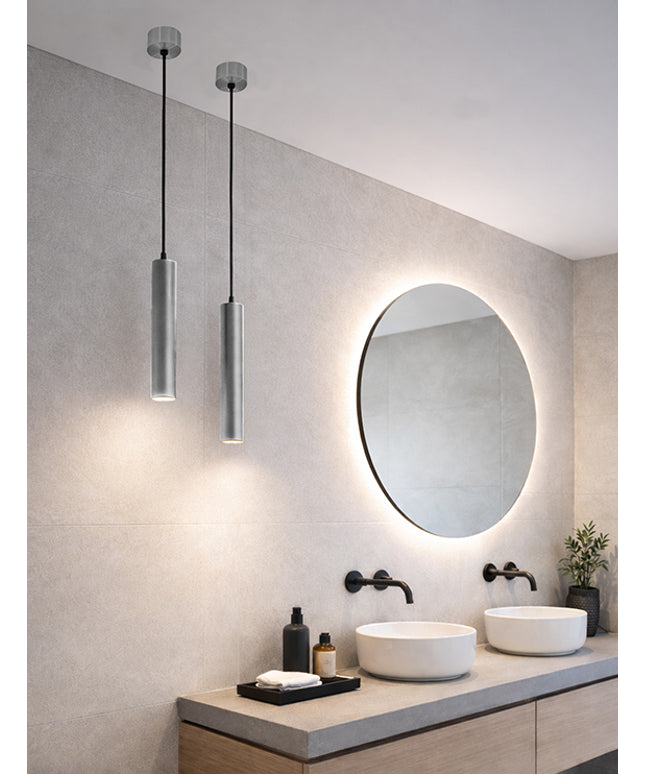 Wiesbaden Oriona hanglamp badkamer geborsteld staal - sfeerfoto | Schwertz & Co