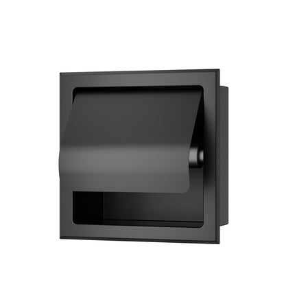 Xellanz Rocko inbouw toiletrolhouder met klep mat zwart | Schwertz & Co