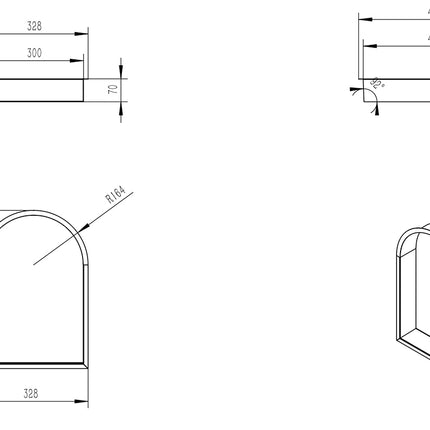 Wiesbaden Demis inbouwnis ovaal mat wit - technische tekening | Schwertz & Co