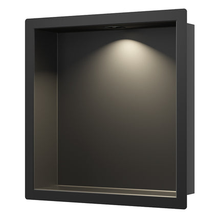 Wiesbaden Demis inbouwnis met LED 30 x 30 cm mat zwart - detailfoto | Schwertz & Co