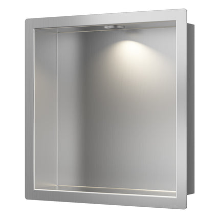 Wiesbaden Demis inbouwnis met LED 30 x 30 cm RVS - detailfoto | Schwertz & Co