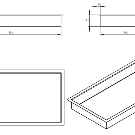 Wiesbaden Demis inbouwnis 7 cm diep mat wit - technische tekening | Schwertz & Co