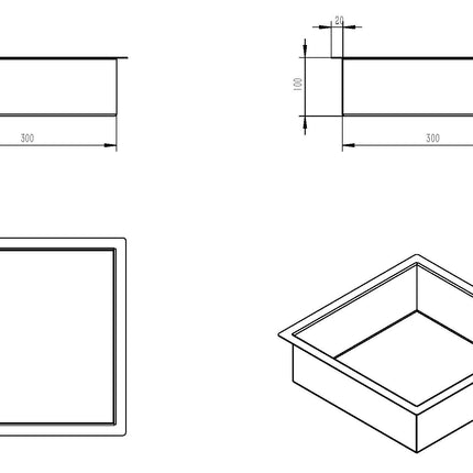 Wiesbaden Demis inbouwnis 30 x 30 x 10 cm mat wit - technische tekening | Schwertz & Co
