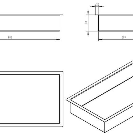 Wiesbaden Demis inbouwnis 10 cm diep mat wit - technische tekening | Schwertz & Co