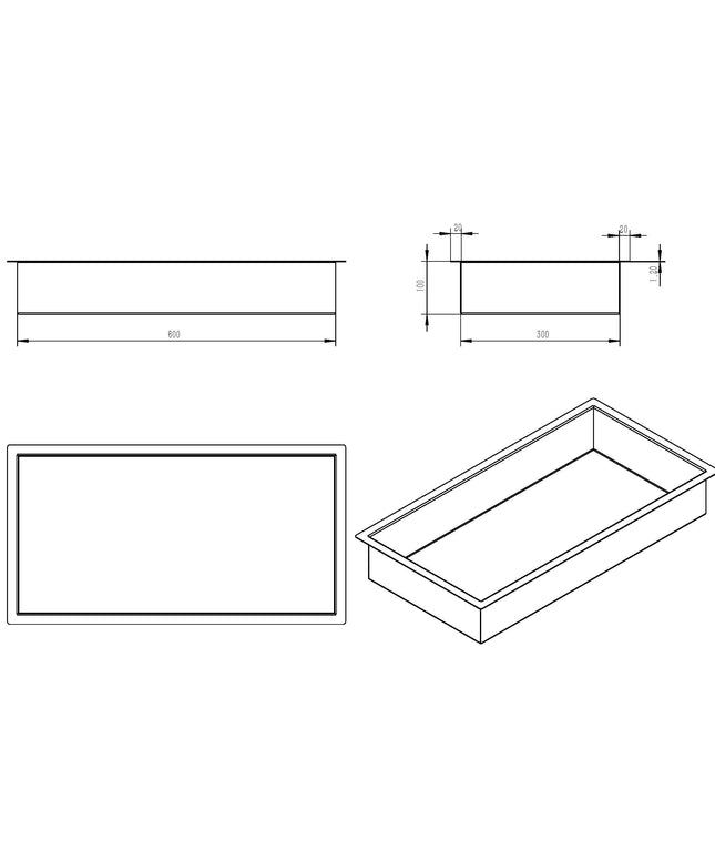 Wiesbaden Demis inbouwnis 10 cm diep mat wit - technische tekening | Schwertz & Co