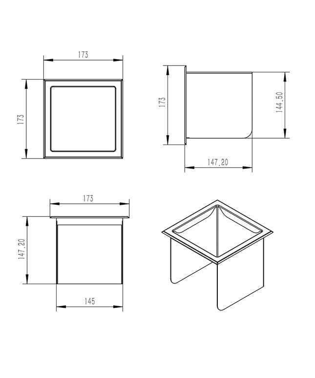 Xellanz Rocko reserverolhouder inbouw RVS - maatschets | Schwertz & Co