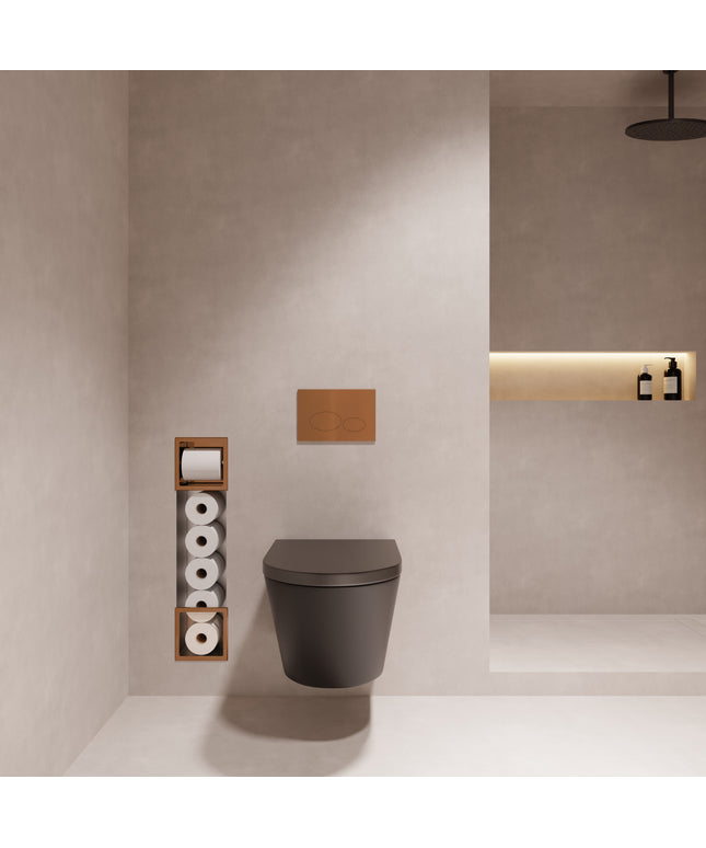Xellanz Rocko inbouw toiletrolhouder zonder klep geborsteld brons koper - extra sfeerfoto | Schwertz & Co