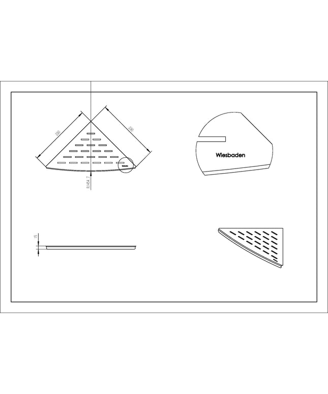 Wiesbaden InWall étagère d'angle 29 x 29 cm noir mat - dessin technique | Schwertz & Co