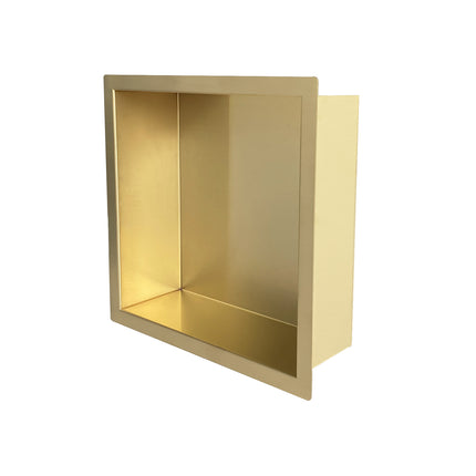 Wiesbaden Demis inbouwnis 30 x 30 x 7 cm geborsteld messing - sfeerfoto | Schwertz & Co