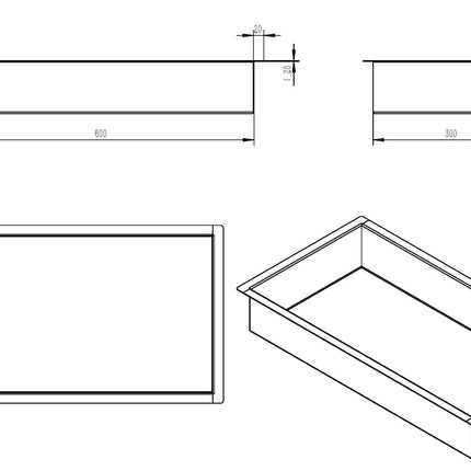 Wiesbaden Demis inbouwnis geborsteld messing - technische tekening | Schwertz & Co