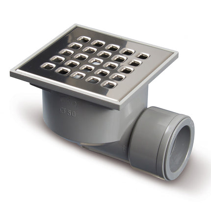 Xellanz doucheput 105 x 105 mm met zijuitloop RVS | Schwertz & Co