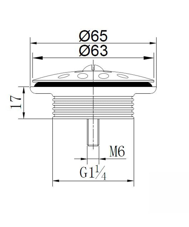 Xellanz Korv open afvoerplug met rooster 5/4 inch gunmetal - technische tekening | Schwertz & Co