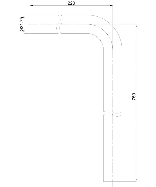 Wiesbaden UniMatch vloerbuis 75 x 22 x 3,2 cm geborsteld brons koper - technische tekening | Schwertz & Co