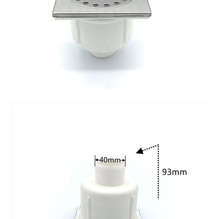 Riko doucheput met onderuitlaat 10 x 10 cm RVS - technische tekening maatvoering | Schwertz & Co