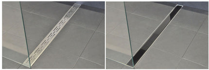 Wiesbaden glasrooster voor douchegoot 100 x 7 cm glanzend zwart - sfeerfoto | Schwertz & Co