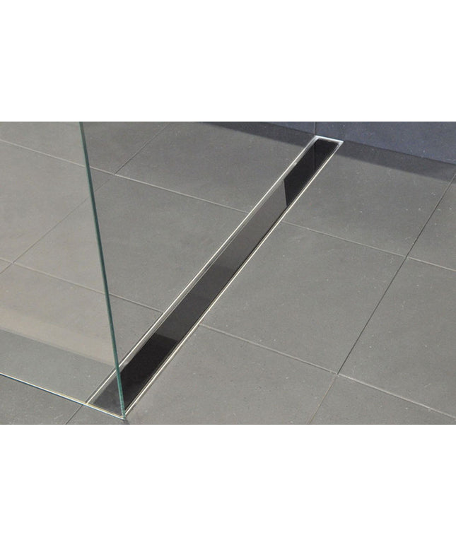 Wiesbaden glasrooster douchegoot glanzend zwart - detailfoto | Schwertz & Co