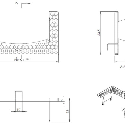 Wiesbaden haarfilter douchegoot RVS - technische tekening | Schwertz & Co