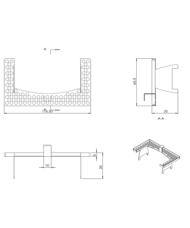 Wiesbaden filtre à cheveux caniveau de douche inox - dessin technique | Schwertz & Co