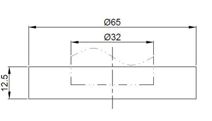 Wiesbaden UniMatch sifonrozet 32 x 65 mm chroom - technische tekening | Schwertz & Co