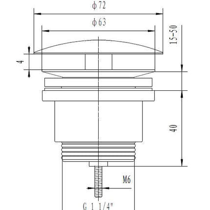 Xellanz Eco open afvoerplug 5/4 inch chroom - technische tekening | Schwertz & Co