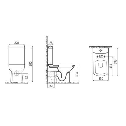 Creavit Lara staand toilet / vloertoilet met sproeier (bidet) – muur/onder-uitgang – wit