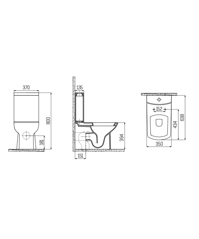 Creavit Lara staand toilet / vloertoilet met sproeier (bidet) – muur/onder-uitgang – wit