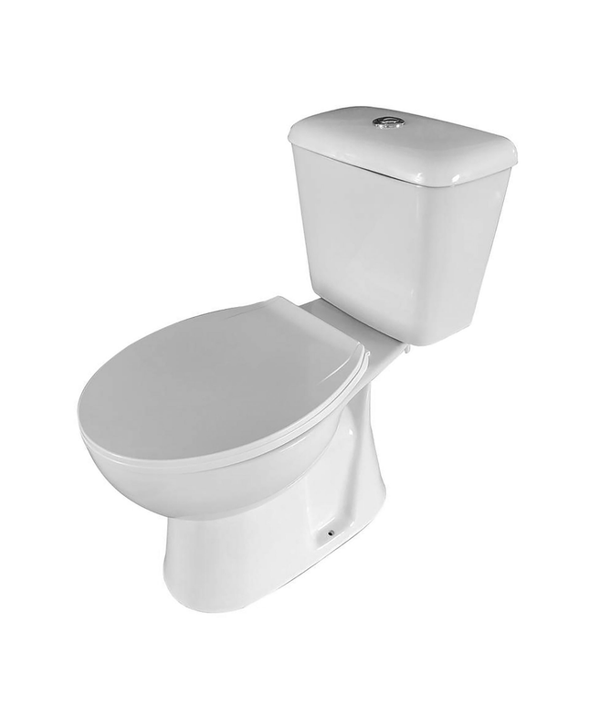 Aloni Pro duoblok / staand toilet – S-trap vloeruitlaat – met reservoir – dubbele spoeling – met softclose zitting – glanzend wit