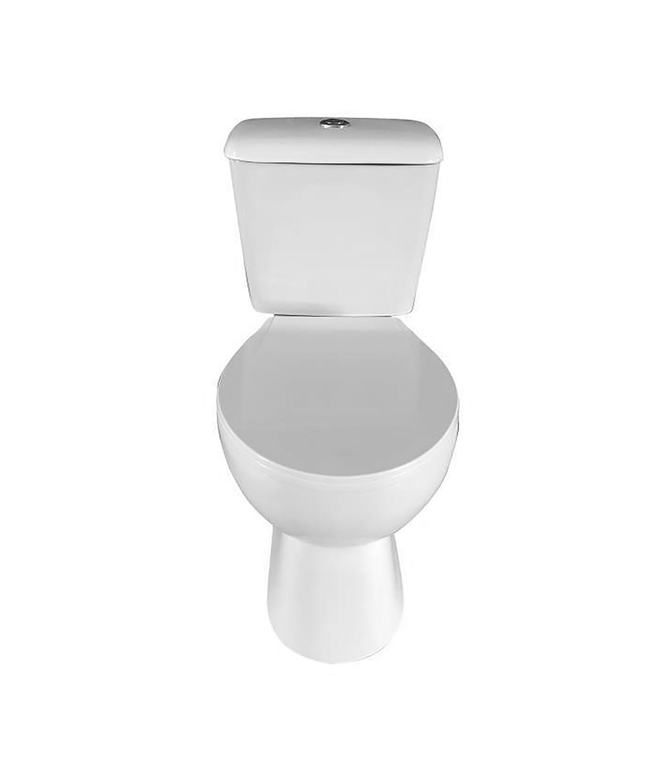 Aloni Pro duoblok / staand toilet – S-trap vloeruitlaat – met reservoir – dubbele spoeling – met softclose zitting – glanzend wit