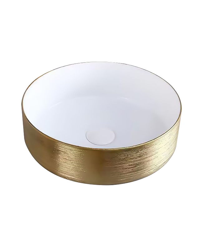 ALONI Turo Waskom met Reliëf – 36x12 cm – Goud/Glanzend Wit