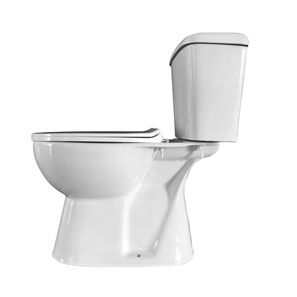 Aloni Pro duoblok / staand toilet – S-trap vloeruitlaat – met reservoir – dubbele spoeling – met softclose zitting – glanzend wit