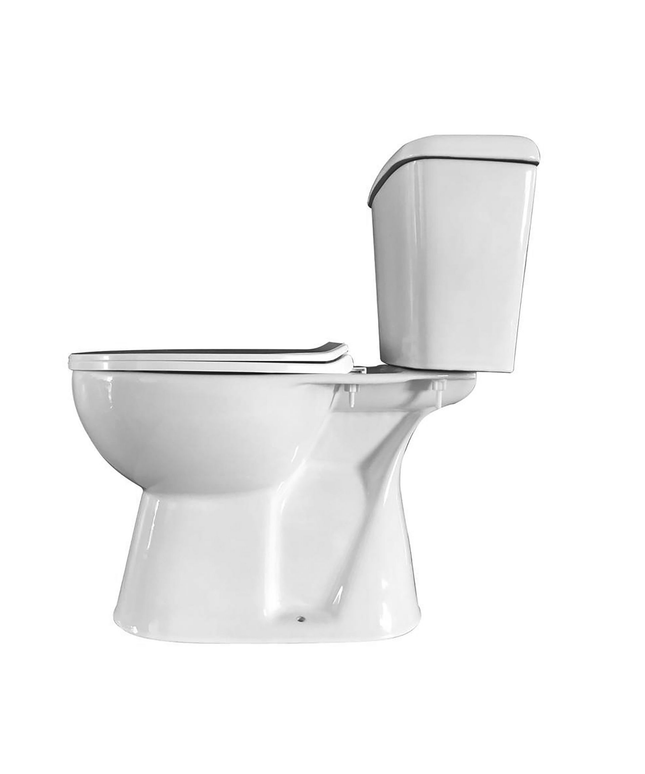 Aloni Pro duoblok / staand toilet – S-trap vloeruitlaat – met reservoir – dubbele spoeling – met softclose zitting – glanzend wit