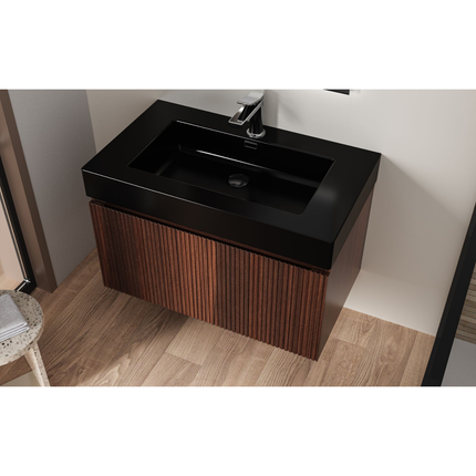 Aloni Wastafel – 80x10x46 cm – Kunstmarmer – Mat zwart