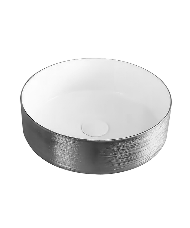 ALONI Turo Waskom met Reliëf – 36x12 cm – Zilver/Glanzend Wit