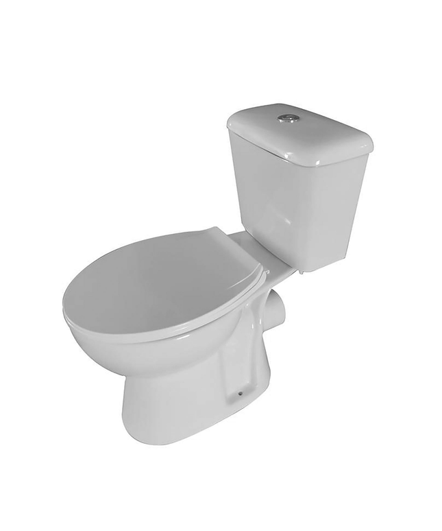 Aloni Pro duoblok / staand toilet – P-trap muuruitlaat – met reservoir – dubbele spoeling – met softclose zitting – glanzend wit