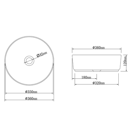 ALONI Turo Waskom met Reliëf – 36x12 cm – Geborsteld Koper/Glanzend Wit
