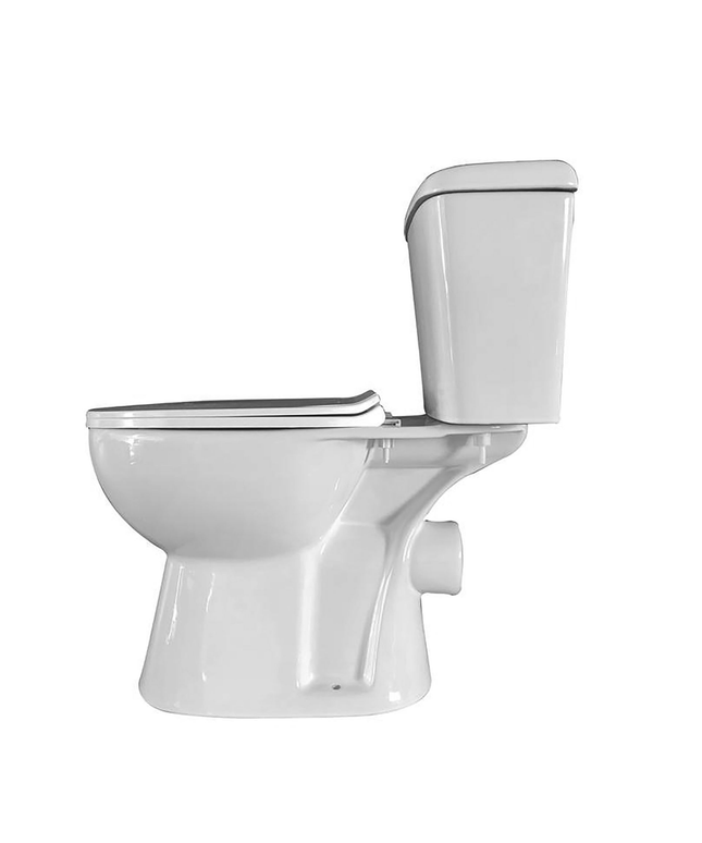 Aloni Pro duoblok / staand toilet – P-trap muuruitlaat – met reservoir – dubbele spoeling – met softclose zitting – glanzend wit