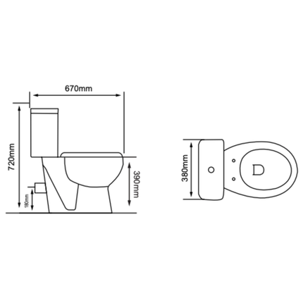 Aloni Pro duoblok / staand toilet – P-trap muuruitlaat – met reservoir – dubbele spoeling – met softclose zitting – glanzend wit