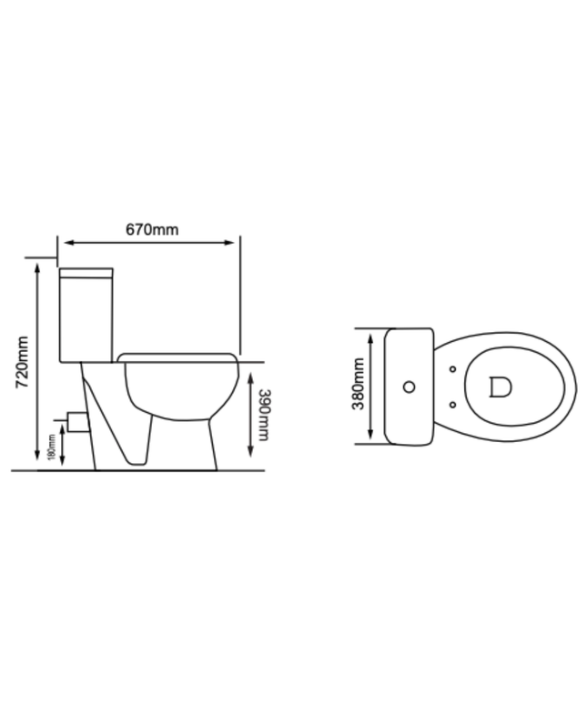 Aloni Pro duoblok / staand toilet – P-trap muuruitlaat – met reservoir – dubbele spoeling – met softclose zitting – glanzend wit