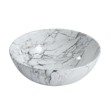 ALONI Tivra Waskom – 38x13 cm – Wit Marmerlook – Inclusief Click Waste