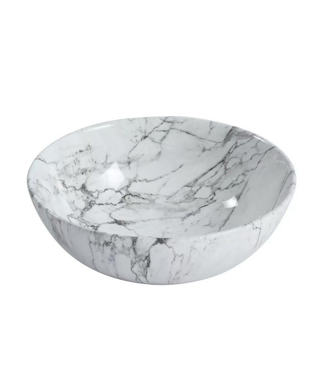 ALONI Tivra Waskom – 38x13 cm – Wit Marmerlook – Inclusief Click Waste