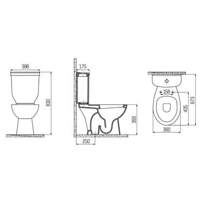 Creavit Sedef staand toilet / vloertoilet met sproeier (bidet) – S-trap vloeruitlaat – wit