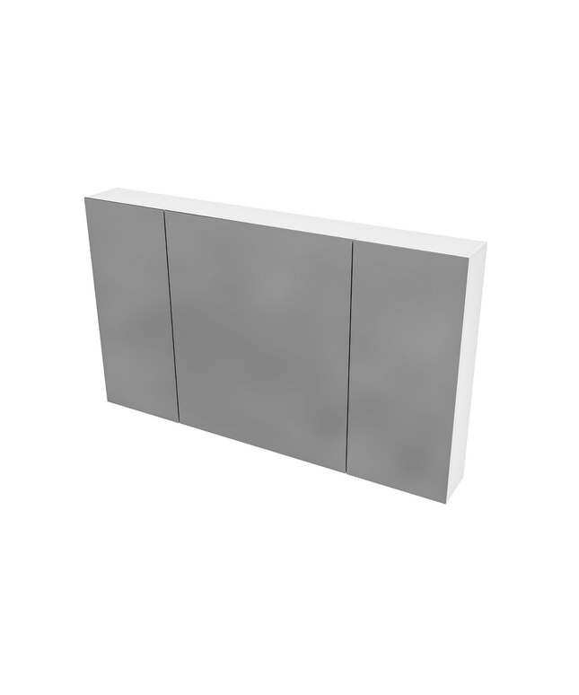 HAYAT spiegelkast – 3 asymmetrische enkelzijdige spiegeldeuren – 120x70x15 cm – Glanzend wit