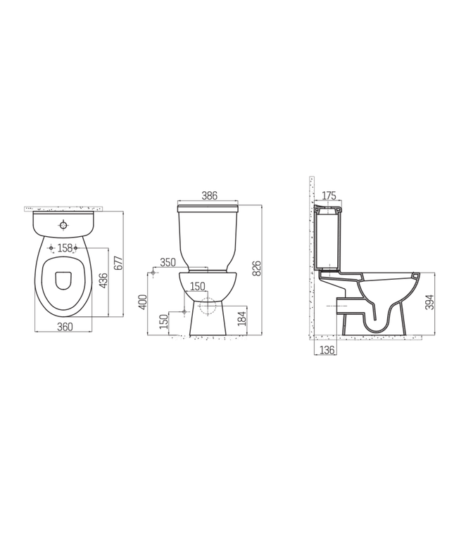 Creavit Sedef staand toilet / vloertoilet met sproeier (bidet) – P-trap muuruitgang – wit