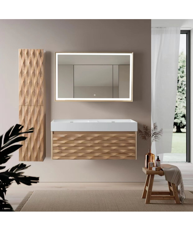 MAGNOLIA wastafelonderkast – 119x40x52 cm – Licht eiken – Greeploos & softclose