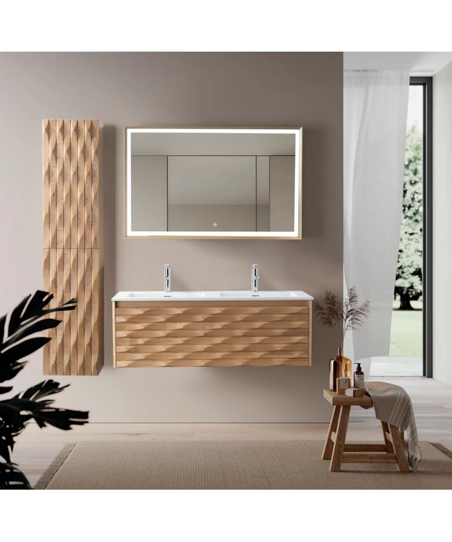 MAGNOLIA wastafelonderkast – 119x40x52 cm – Licht eiken – Greeploos & softclose