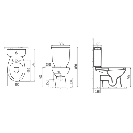 Creavit Sedef staand toilet / vloertoilet – P-trap muuruitgang – wit