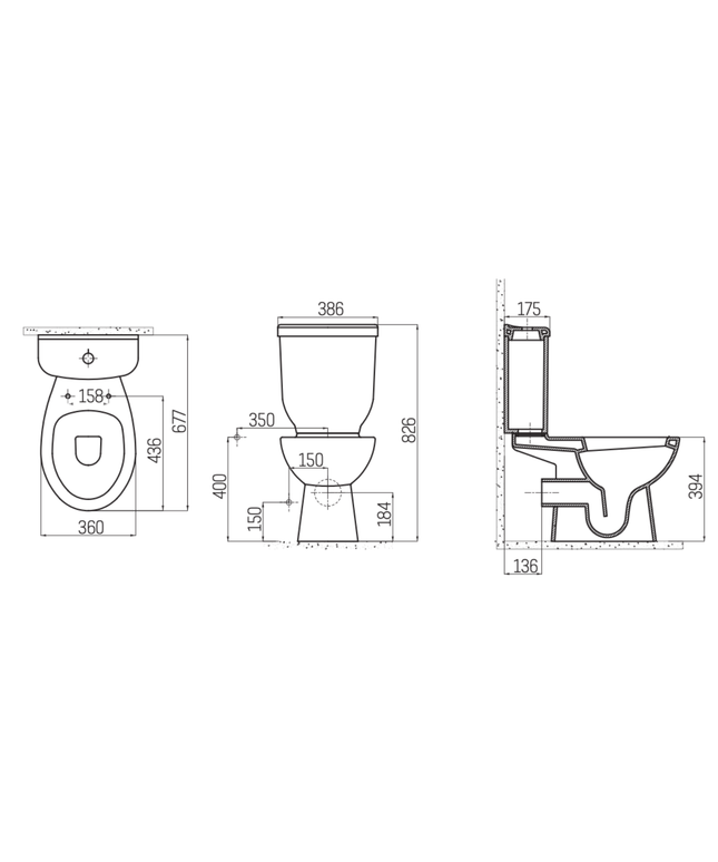 Creavit Sedef staand toilet / vloertoilet – P-trap muuruitgang – wit