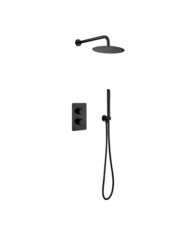 ALONI inbouw doucheset mat zwart – regendouche Ø25 cm